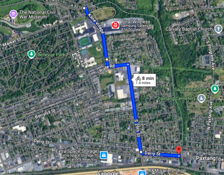 Paxtang Parkway Detour Route Map